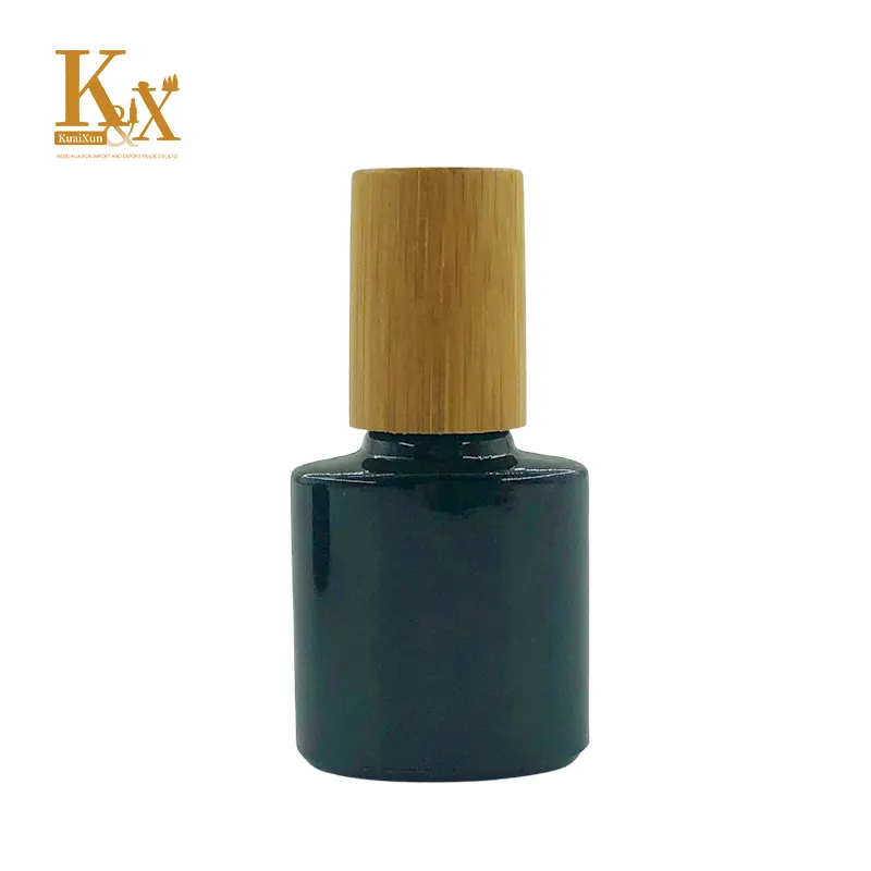 Botella de bambú Biodegradable para esmalte de uñas, envase de cristal con logotipo personalizado, para cosméticos, cuidado Personal, grabado, 10ml