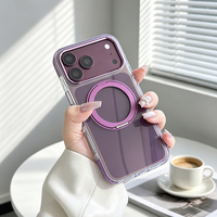 JOYPORODO B542 Étui de téléphone de luxe avec support magnétique rotatif pour iPhone 18 17 Pro Max, coque transparente antichoc