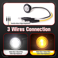 10PCS 3/4" 2LED Feux de position latéraux ronds bicolores ambre + blanc avec connecteur bullet, 12V, IP67