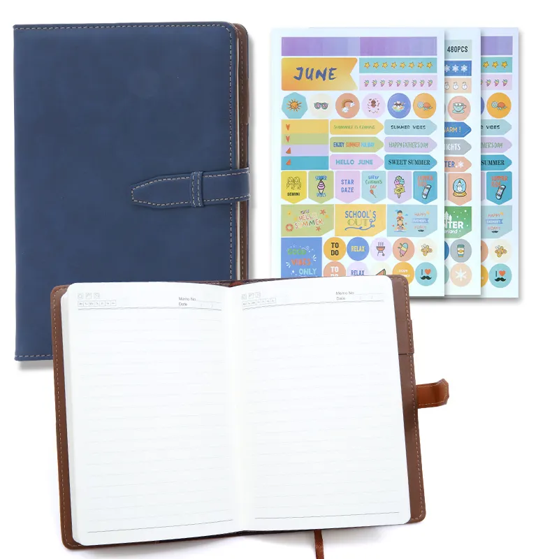 वैयक्तिकृत नोटपैड सस्ता प्रचार व्यवसाय कार्यालय डायरी जर्नल प्लानर चमड़े का कवर कस्टम लोगो नोटबुक सेट
