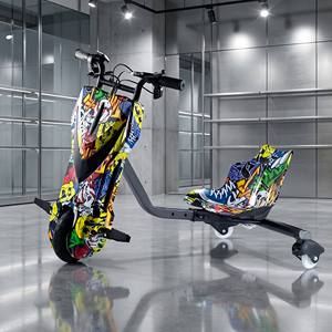 Kart électrique de <span class=keywords><strong>drift</strong></span> MTBGO pour enfants, 8,5 pouces, rotation à <span class=keywords><strong>360</strong></span> degrés, scooter à <span class=keywords><strong>3</strong></span> <span class=keywords><strong>roues</strong></span>, kart de course pour le plaisir en plein air - Product Image 2
