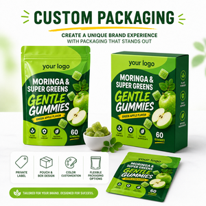 Gomitas Veganas de Pectina con Certificación GMP, Marca Privada OEM ODM, Bajo MOQ, Energía, Vitalidad, Bienestar, Moringa Super Greens - Product Image 4