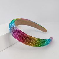 Serre-têtes en tissu éponge avec strass arc-en-ciel de 3,2 cm de large pour femmes, pour la Journée de la fierté, cerceau à cheveux rembourré, accessoires de coiffure quotidiens et de fête
