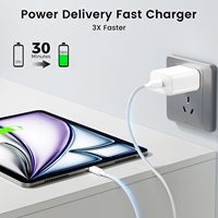 Chargeur rapide PD 20W Type-C ignifuge et écologique avec câble tressé pour tablettes iPad Pro/Air/Mini Blanc
