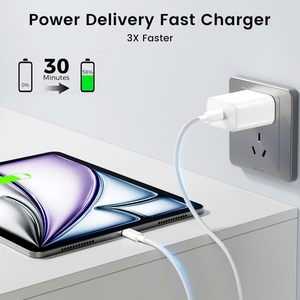 Chargeur USB C 20W avec câble tressé pour iPad Pro Air Mini Tablet PD, charge rapide, blanc - Product Image 3
