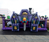 Maison hantée gonflable d'Halloween, grand labyrinthe commercial en PVC écologique, structure de divertissement pour événements pour enfants