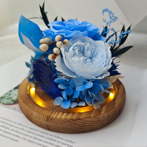 Design unique de roses éternelles de longue vie cloche en verre de rose préservée naturelle avec des fleurs pour toujours vraie fleur préservée à la main - Product Image 2