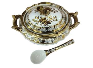 اندونيسيا 7 قطعة الذهب مطلي الخزف أطباق فاكهه - Product Image 5