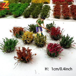 Miniatur rumput Cluster Model bunga daun runcing kereta adegan vegetasi plastik 1cm DIY Model bunga liar - Product Image 1