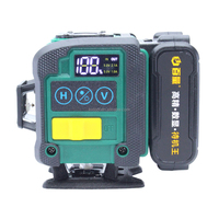 Niveau laser 3D miniature vert 12 lignes intérieur/extérieur, vente chaude 2025, 2 x batteries industrielles 4800 mAh, pour professionnels et projets de bricolage