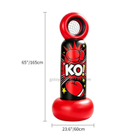 Sac de frappe gonflable pour enfants, ensemble de boxe et panier de basket sur pied 2-en-1, jouet sportif anti-stress, jeu de lancer pour intérieur et extérieur