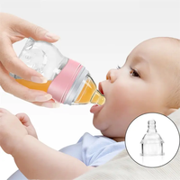 Nieuwe Aankomst Oem Hot Selling Bpa Gratis Pasgeboren Tepel Siliconen Voedsel Fruit Medicijn Water Draagbare Voeding Lepel Fles Met Lepel