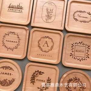 Sous-verre rond en bois massif avec impression par transfert thermique, respectueux de l'environnement, pour table basse domestique - Product Image 2