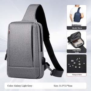 Sac de poitrine imperméable pour homme en gros, sac de messager décontracté unisexe pour l'extérieur, sac de sport de voyage, sac bandoulière avec USB - Product Image 6