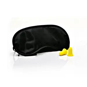 Polyester Blindfold Eye Mask Earplugs Shade Cover For Sleeping With Nose Pad Elastic Strap For Travel Sleep Game Black