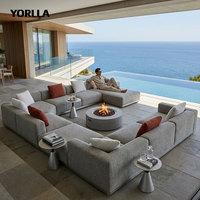 Ensemble de canapés modulaires d'extérieur modernes YORLLA Série Kaelo, tissu résistant aux intempéries, meubles de patio sectionnels pour complexe hôtelier de luxe