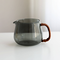 Jarra de Vidrio de Borosilicato de Alta Calidad de 450ml y 550ml, Tejida a Mano con Ratán, Transparente, para Café de Goteo, Uso Doméstico, Venta al por Mayor