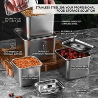 Contenants de stockage d'épices alimentaires carrés multifonctionnels en acier inoxydable de 12 à 18 cm, ensembles de pots à épices carrés en acier inoxydable avec couvercle