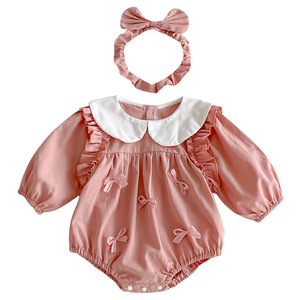 Nouvelle collection Automne-Printemps 2026 : Vêtements pour bébés filles, Barboteuse en coton à nœud et Robe de princesse à manches longues, Tenues assorties pour sœurs - Product Image 5