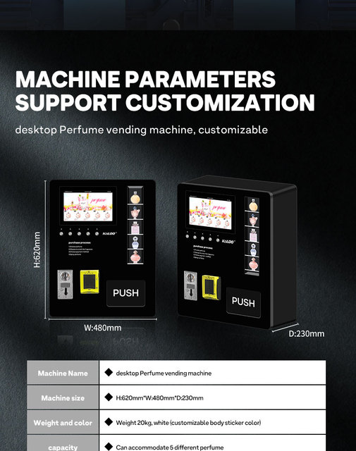 Haloo Automated Perfume Dispenser Credit Card Coin Cologne Perfume Spray Vending Machine Perfume Vending Machine