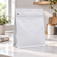 Sachet Doypack Blanc ECO refermable avec fermeture éclair et languette, qualité alimentaire pour emballage de café, logo personnalisé