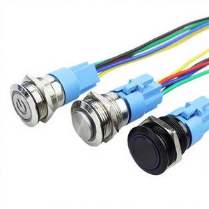 Interrupteur à bouton-poussoir en métal, momentané ou à enclenchement, avec faisceau de câblage, pour montage sur panneau, 24V 1NO Off-On 19mm - Product Image 2