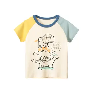 Детская летняя футболка с коротким рукавом и принтом в виде коробки для маленьких мальчиков, От 2 до 9 лет Топ для мальчиков, 2024, оптовая цена, детская одежда для малышей
