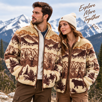 Veste polaire jacquard à poils longs pour homme, motif animalier, fermeture éclair intégrale, manteau d'hiver d'extérieur, fournisseur de vêtements en gros OEM ODM