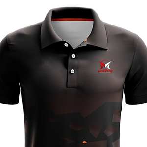 Polo sublimé pour homme, noir et orange, imprimé géométrique, anti-humidité, manches courtes, coupe classique, maillot de cricket sportif pour adulte - Product Image 4