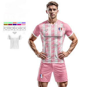 Conjunto de Camisas de Futebol Unissex Estampadas Listradas de Manga Curta Verão 100% Poliéster Uniformes de Equipe para Adultos e Crianças Competição - Product Image 2