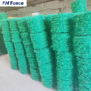 Alambre de púas galvanizado sumergido en caliente de fábrica para cercado de seguridad de malla calibre 12,5 calibre 18 alambre de púas de hierro recubierto de PVC 50kg