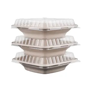 No Added Pfas Wholesale 100% Biodegradable Disposable Tableware Dinnerware Sugarcane Bagasse Pulp Salad Bowl Containers With Pet