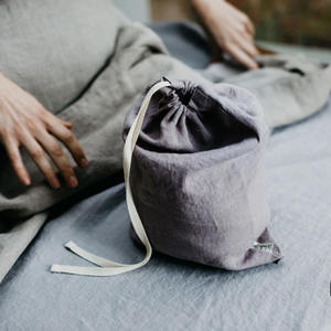 Bolsa con cordón de lino ecológico <span class=keywords><strong>para</strong></span> almacenamiento de <span class=keywords><strong>alimentos</strong></span> de gran capacidad con cordón doble de lino suave lavado de diferentes colores al por mayor - Product Image 5