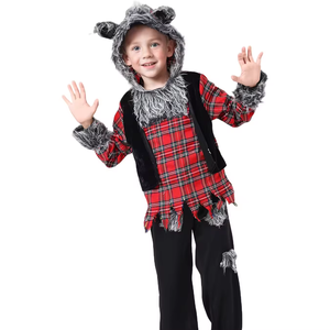 ชุดเครื่องแต่งกายเกมมนุษย์หมาป่าที่สมจริงผ้ากำมะหยี่น่ารักสำหรับเด็กผู้ชายออกใหม่พร้อมกางเกงและเสื้อสำหรับเด็ก - Product Image 5