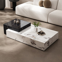 Table basse en marbre moderne italienne avec un design luxueux antique, meubles en pierre de haute qualité pour salon, villa, maison