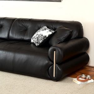 <span class=keywords><strong>Canapé</strong></span>-<span class=keywords><strong>lit</strong></span> électrique mural de style italien en cuir noir, extensible et réglable, avec revêtement supérieur en cuir de vachette pour salon - Product Image 3