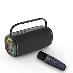 Portable Speaker With <b>Wireless</b> Microphone Rechargeable Battery Colorful Led <b>Light</b> Outdoor KOK Use - Product Image 4