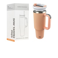 Gobelet isotherme personnalisé Adventure H2.0 40 oz en acier inoxydable écologique avec poignée et paille, isolation 0-6h, portable et pliable