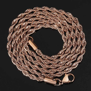 2 मिमी 3 मिमी ट्विस्ट चेन गोल्ड प्लेटेड स्टेनलेस स्टील हार रस्सी चेन हार - Product Image 3