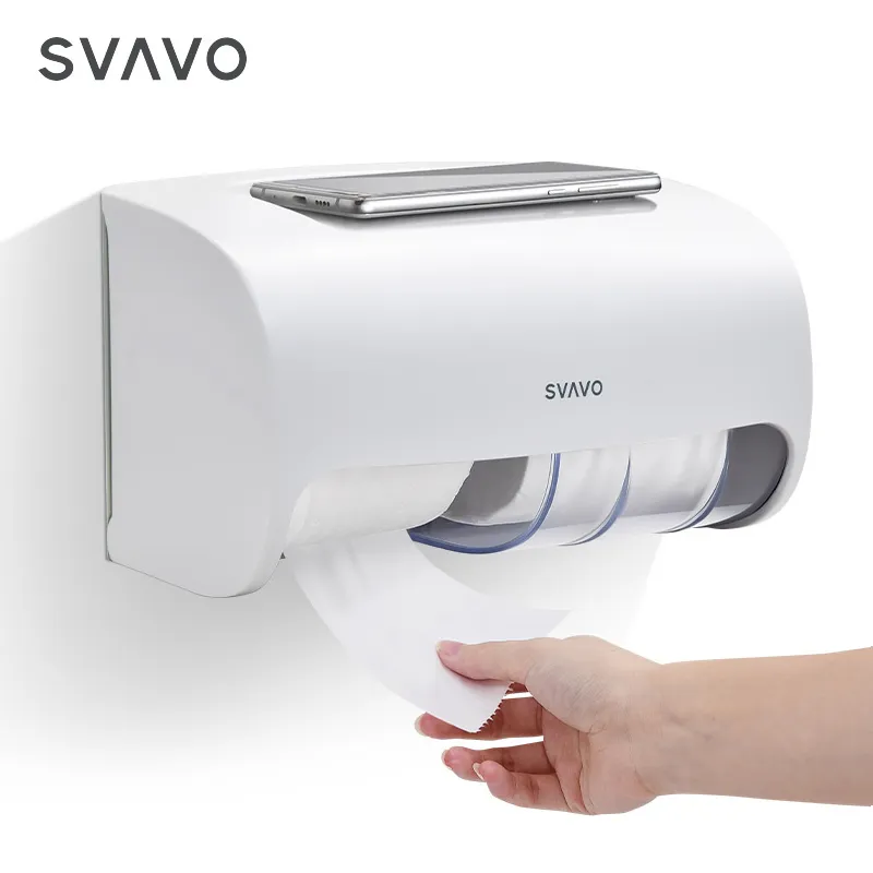 SVAVO prezzo economico bagno wc a parete doppio rotolo scatola di fazzoletti in plastica ABS doppio rotolo Dispenser di carta per asciugamani con serratura