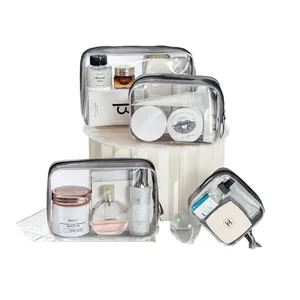 Wholesale high quality lash supplier eyelash extension transparent travel makeup cosmetic bag