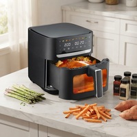 Nouvelle friteuse à air mat 5L 1200W avec écran tactile LED, 8 programmes prédéfinis, tube chauffant 304, 80-200 ℃   Friteuse à air ETL CE CB