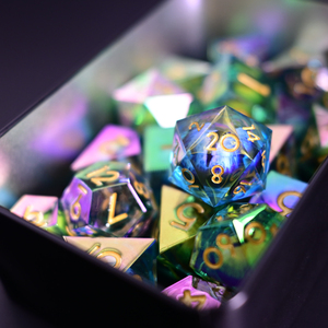 Dés en résine polyédriques de la série Planet, 4 couleurs, yeux de <span class=keywords><strong>dragon</strong></span> électro-plaqués, DND <span class=keywords><strong>5E</strong></span> RPG, LM Factory Direct - Product Image 5