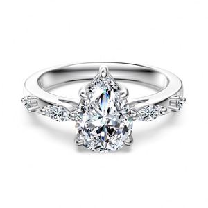 Dylam Sparkle New Design Fine Jewelry S925 <b>Silver</b> <b>Eternity</b> Band Pear Shape D VVS1 Moissanite Wedding Engagement Promise <b>Rings</b> - Product Image 1