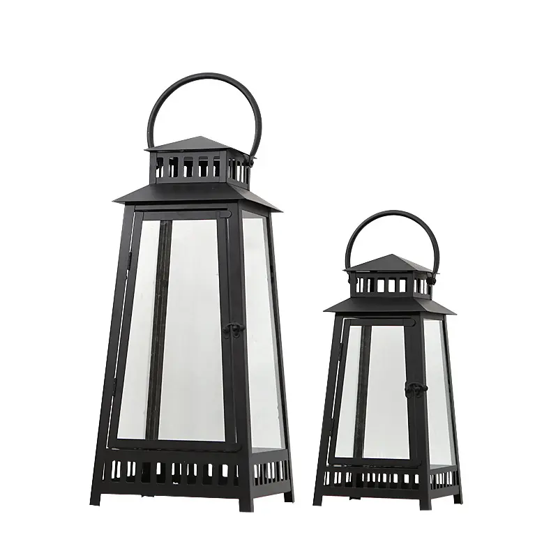 Candelabro decorativo de metal quadrado, castiçal preto de metal com suporte de vela