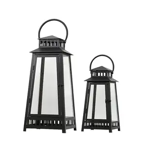 方形黑色长方体金属茶灯桌面装饰烛台灯笼