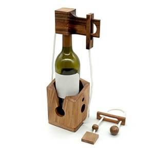 Portabottiglie per <span class=keywords><strong>Vino</strong></span> in Legno Massello Dipinto a Mano, <span class=keywords><strong>Rompicapo</strong></span> 3D Sfidante, Scatola Riutilizzabile, Decorazione Rustica per la Casa, Angelo - Product Image 2