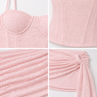 Anjie Individuelles Logo OEM ODM Private Label Maßgeschneidertes OEKO-TEX BSCI Spitzen-Cami-Korsett Gerafftes Minirock-Set Damen Coquette Hersteller