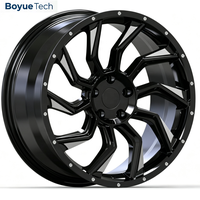Jante en alliage d'aluminium forgé monobloc Boyue Gloss Black Beadlock à rayons fendus 16-24 pouces PCD 5108/5112/5114.3/5115/5120/5130 SUV