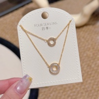 Kalung Liontin Zirkon Lingkaran Dua Lapis Bahan Tembaga, Laris Manis, Perhiasan Wanita Sehari-hari, Grosir